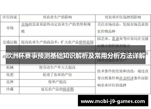 欧洲杯赛事预测基础知识解析及常用分析方法详解